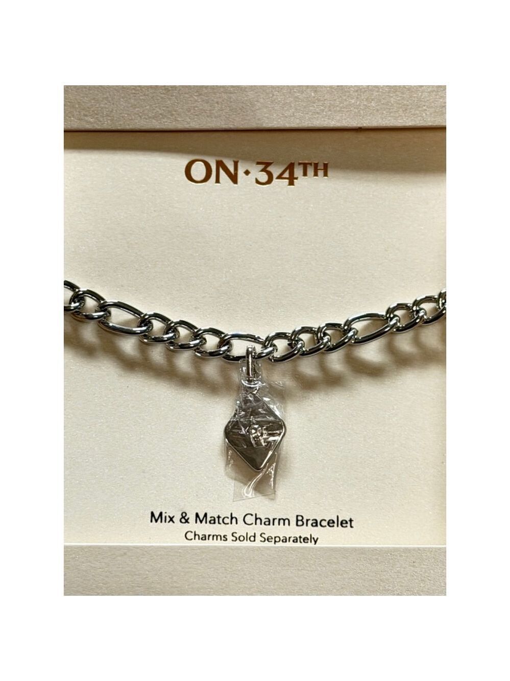 ON 34TH Silver Tone Charm Bracelet
